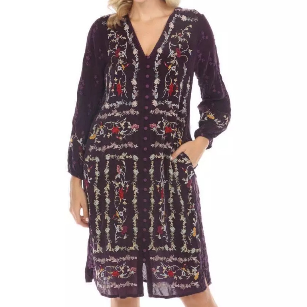Johnny Was extremely heavily embroidered Eloise midi dress NWT - Picture 4 of 12